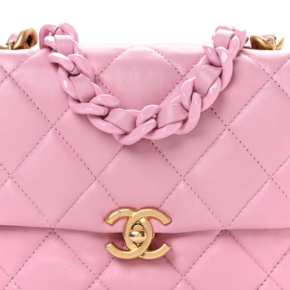 Chanel Lambskin Quilted Mini Lacquered Chain Flap Pink 8 of 10