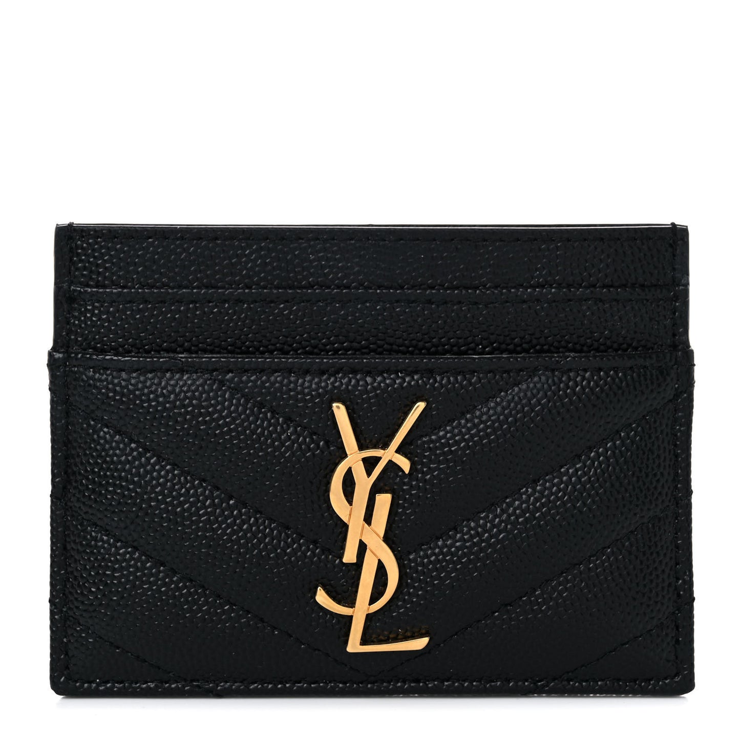 Grain De Poudre Matelasse Chevron Monogram Credit Card Case Black