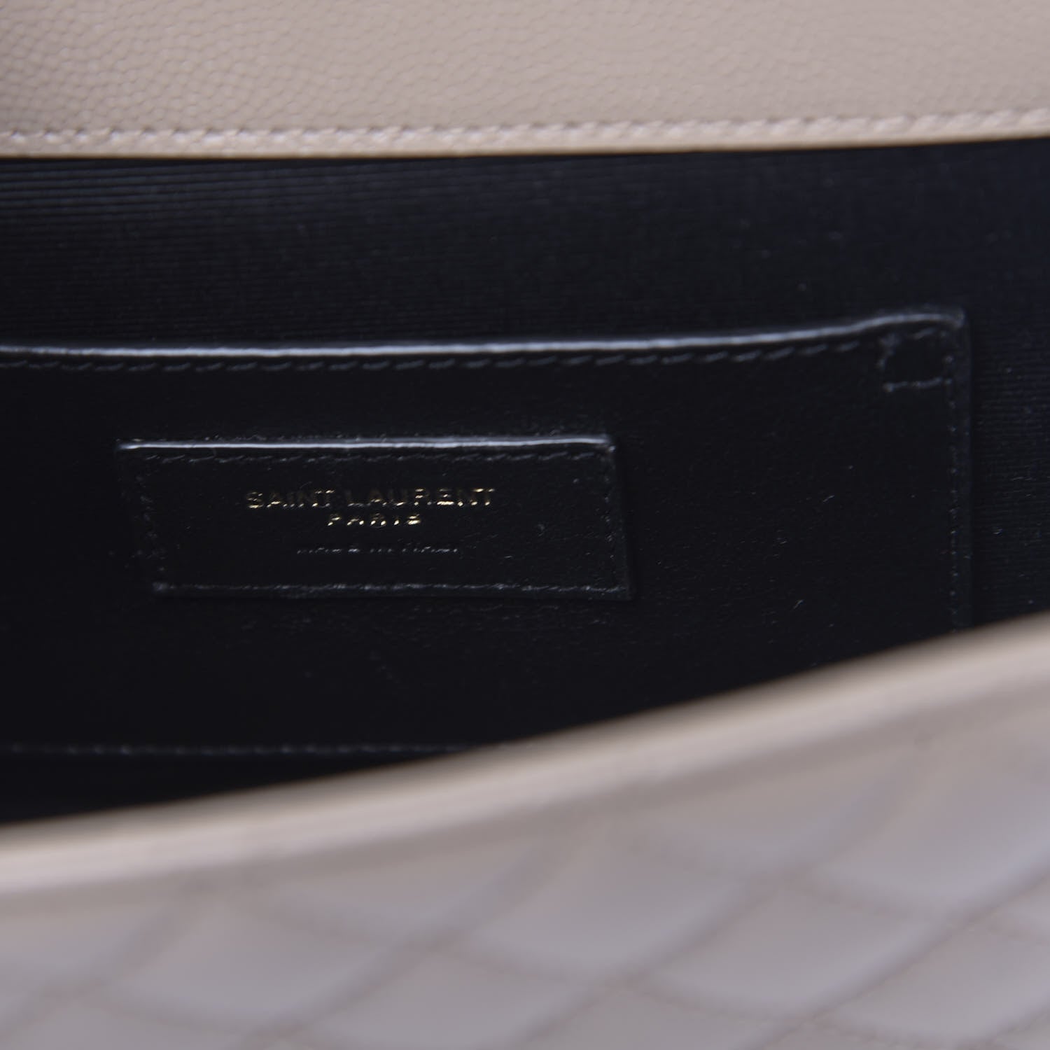 Saint Laurent Grain De Poudre Textured Mixed Matelasse Triquilt Small Monogram Satchel Dark Beige 6 of 11