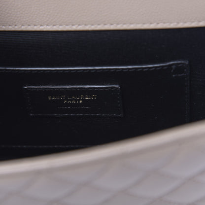 Saint Laurent Grain De Poudre Textured Mixed Matelasse Triquilt Small Monogram Satchel Dark Beige 6 of 11