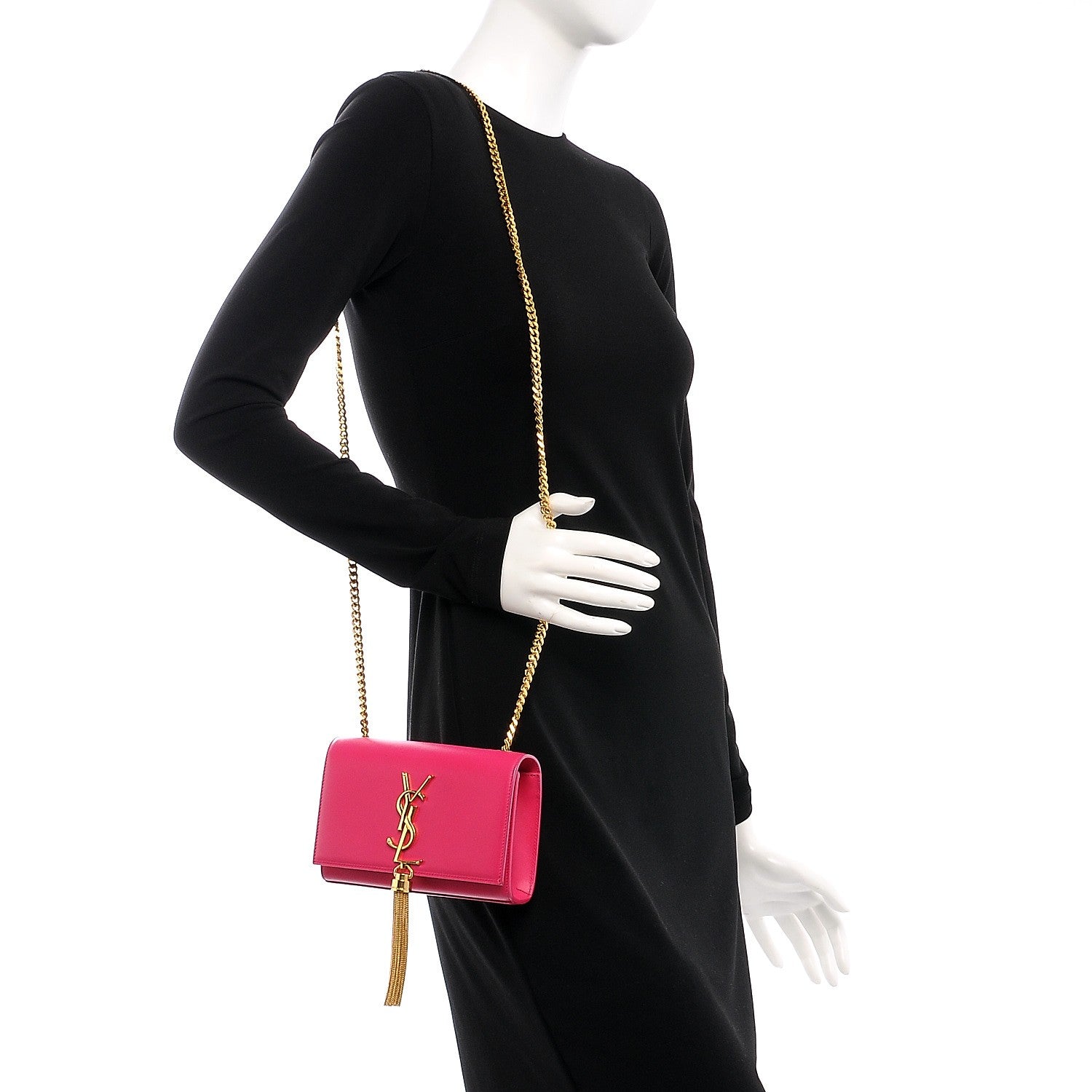 Saint Laurent SAINT LAURENT Calfskin Small Classic Monogram Kate Tassel Satchel Fuchsia 2 of 7