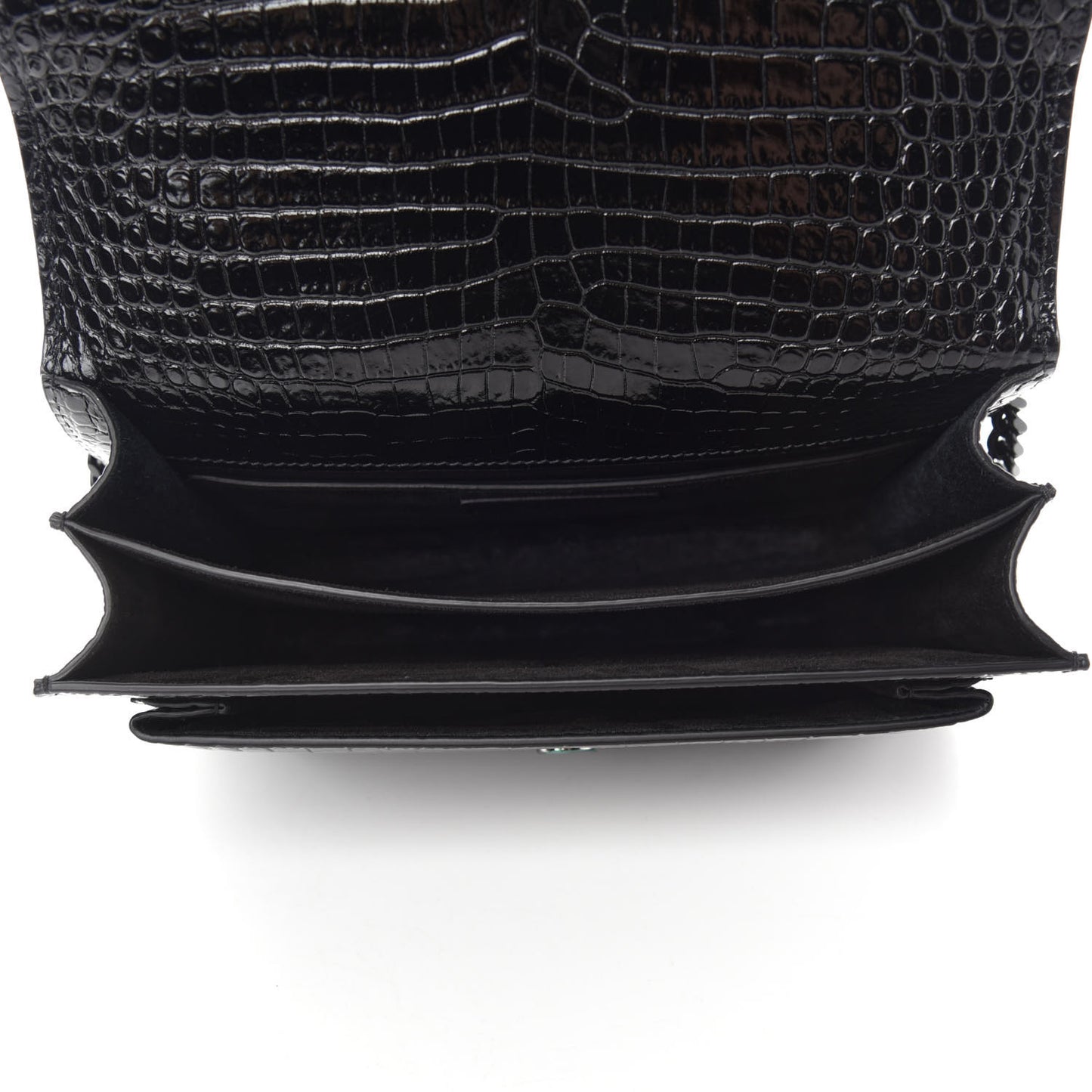 Calfskin Crocodile Embossed Medium Monochrome Monogram Sunset Black