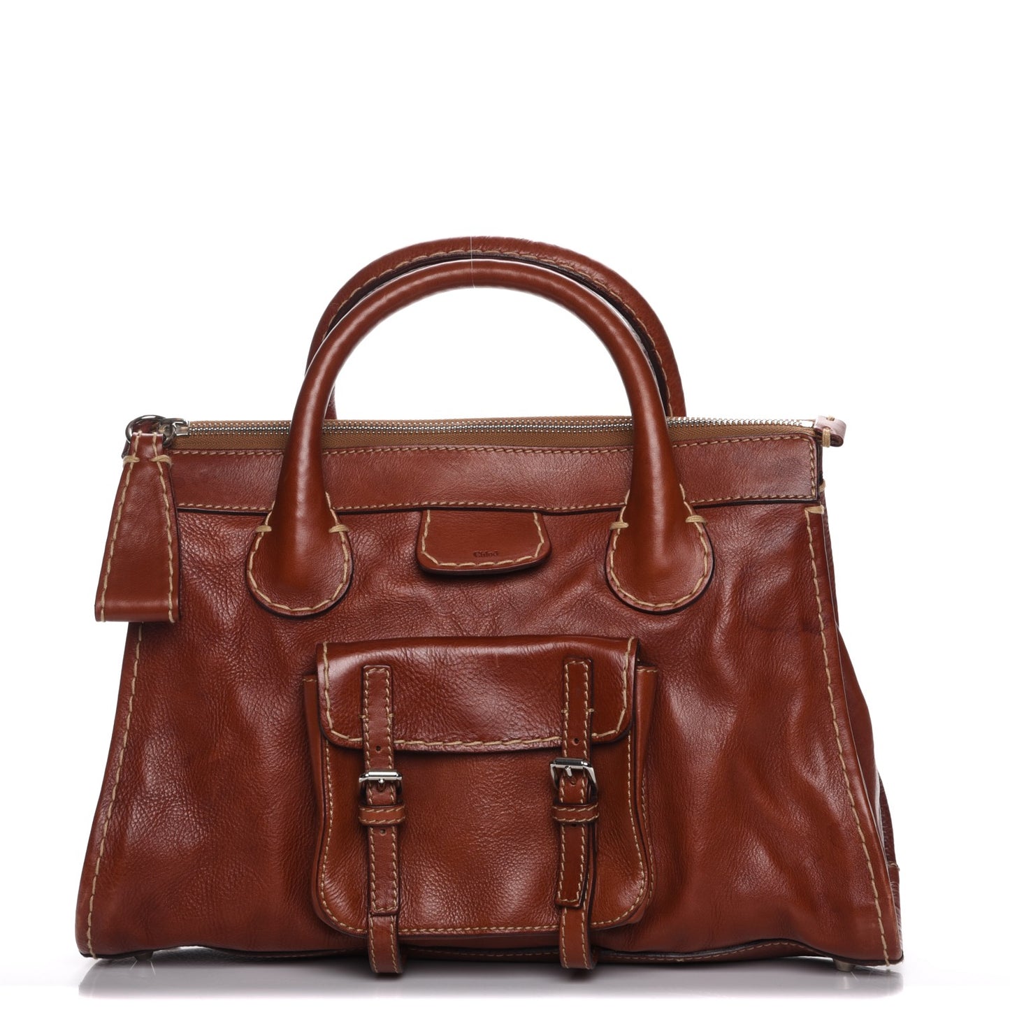 Calfskin Edith Satchel Whiskey