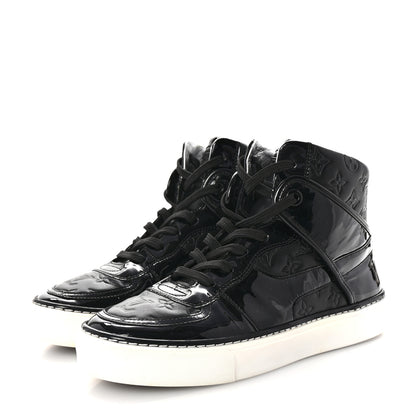 Louis Vuitton Patent Calfskin Monogram High Top Sneakers 36 Black 4 of 10