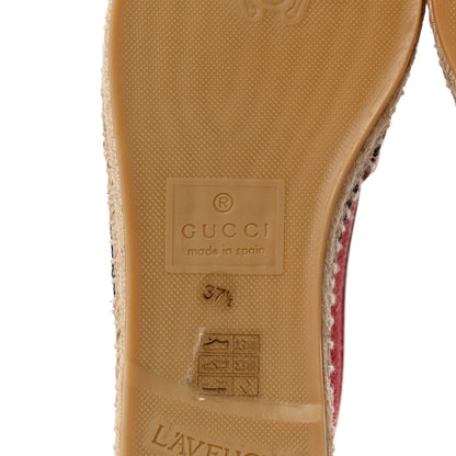 Gucci Canvas Sylvie Stripe Logo Womens Espadrilles 37.5 Mystic White Hibiscus Red Maritime 6 of 8