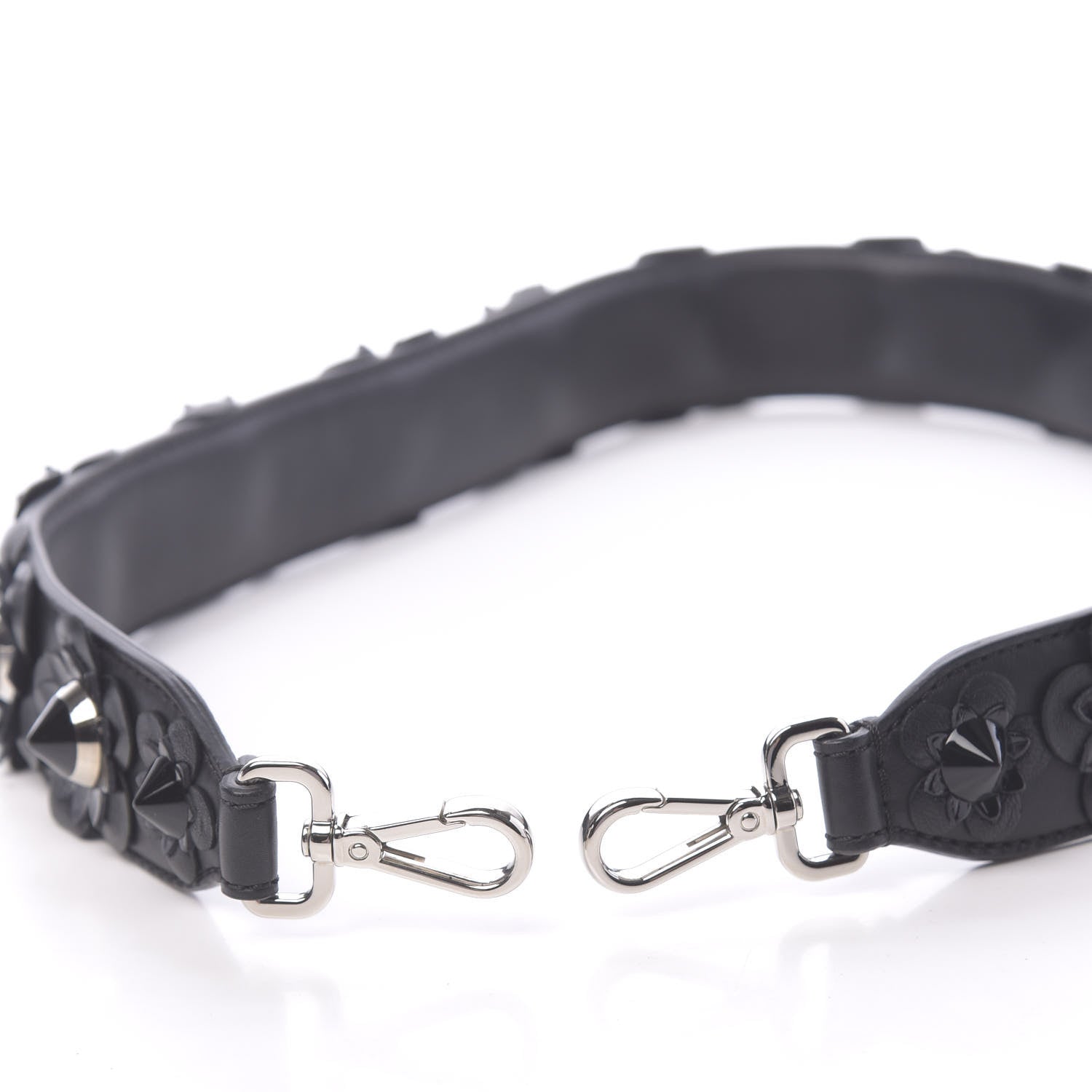Fendi Vitello Dolce Nappa Patent Flowerland Studded Strap You Black 3 of 7