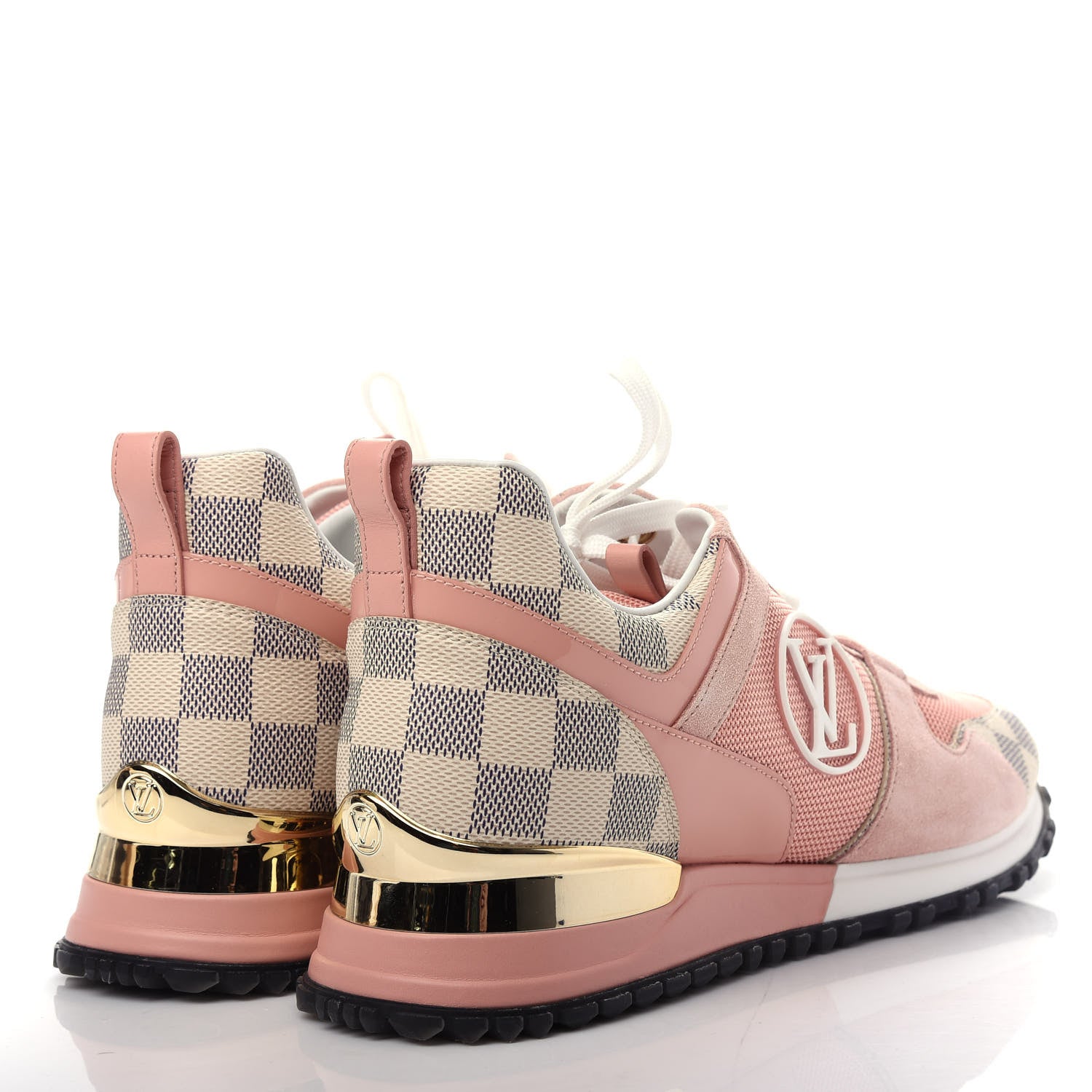 Louis Vuitton Suede Damier Azur Run Away Sneakers 40 Pink 4 of 10