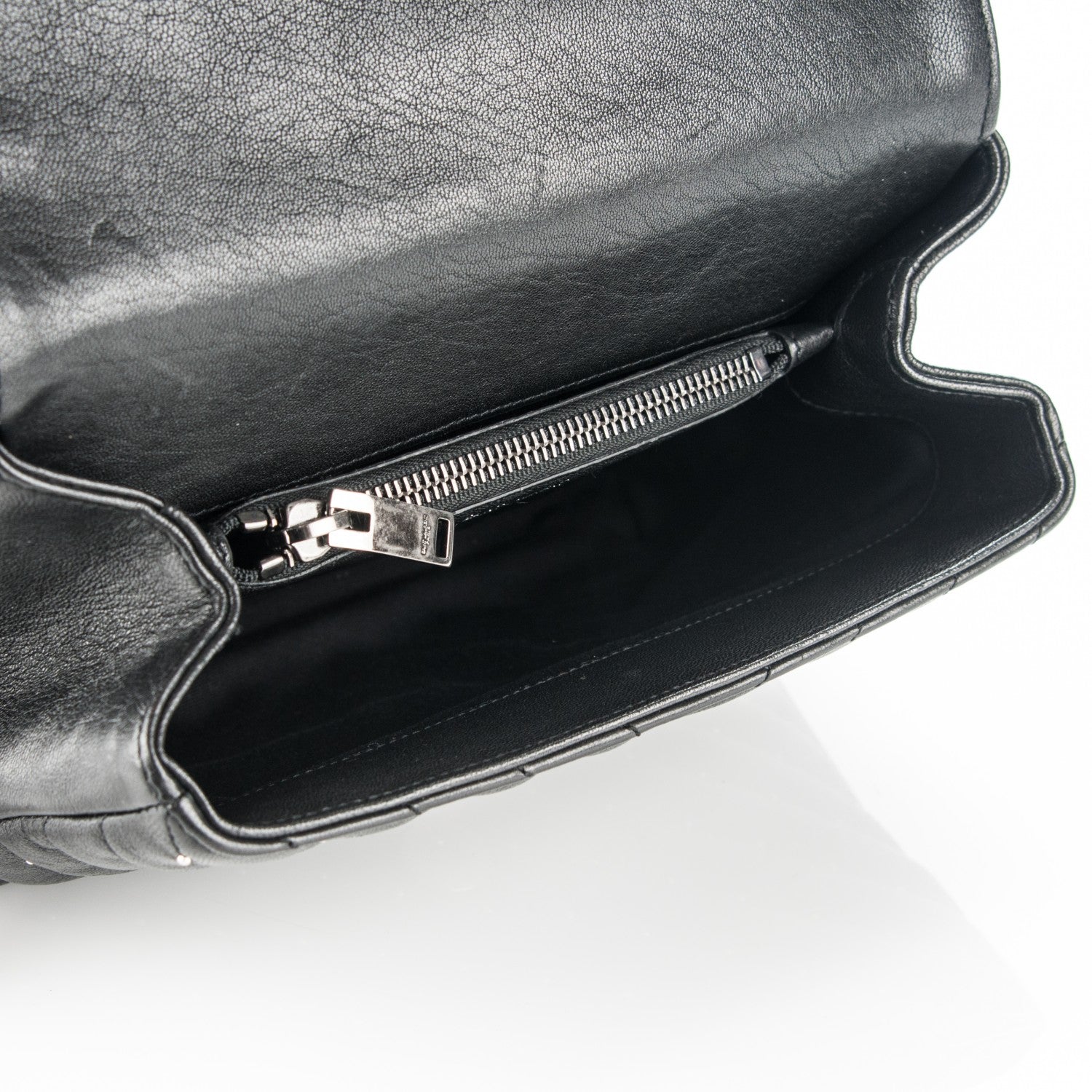 Saint Laurent Lambskin Matelasse Chevron Studded Monogram Medium College Bag Black 5 of 6