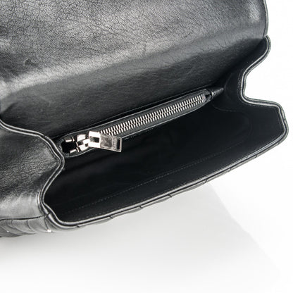 Saint Laurent Lambskin Matelasse Chevron Studded Monogram Medium College Bag Black 5 of 6