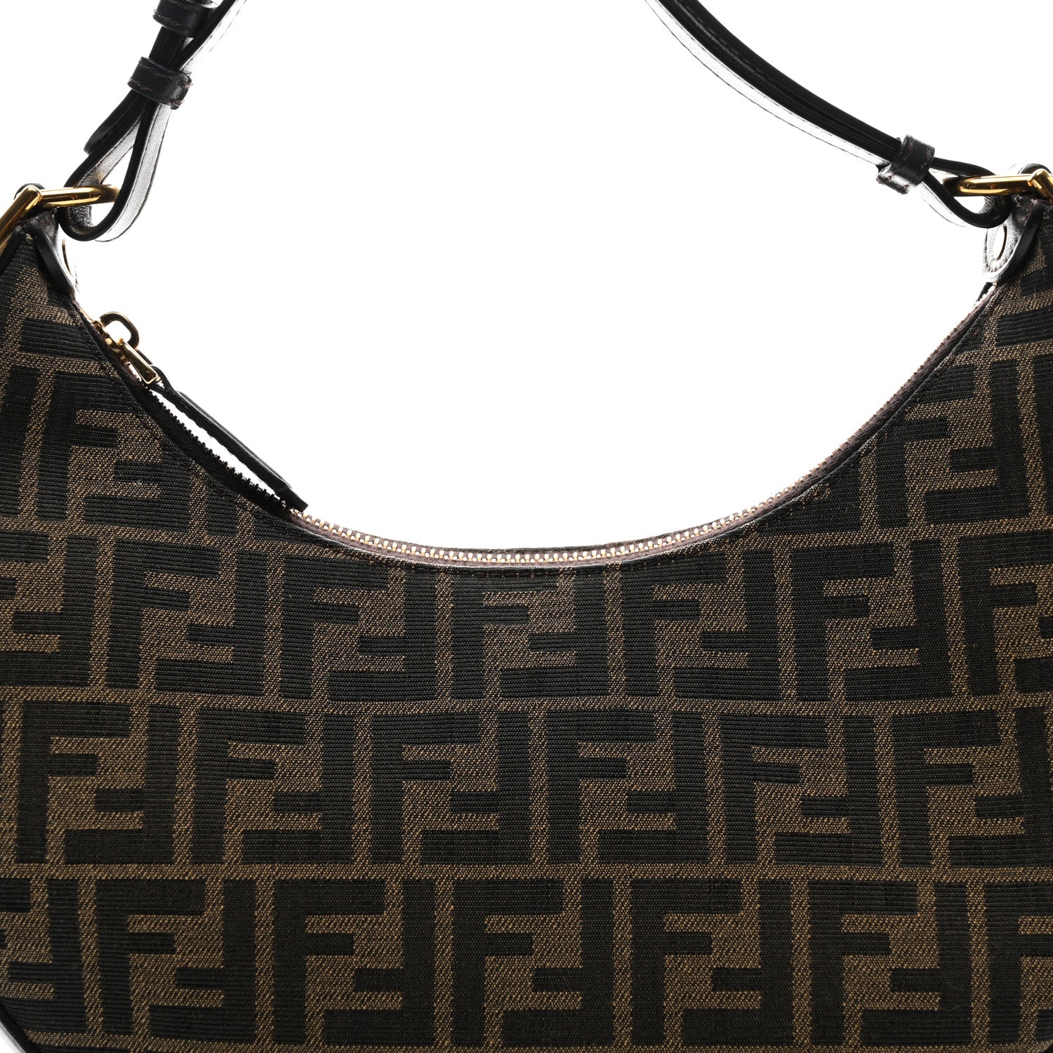 Fendi Fabric Jacquard Vitello Grace FF 1974 Small Fendigraphy Hobo Bag Tobacco Moro Ebano 7 of 10