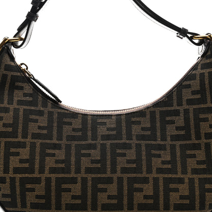Fendi Fabric Jacquard Vitello Grace FF 1974 Small Fendigraphy Hobo Bag Tobacco Moro Ebano 7 of 10