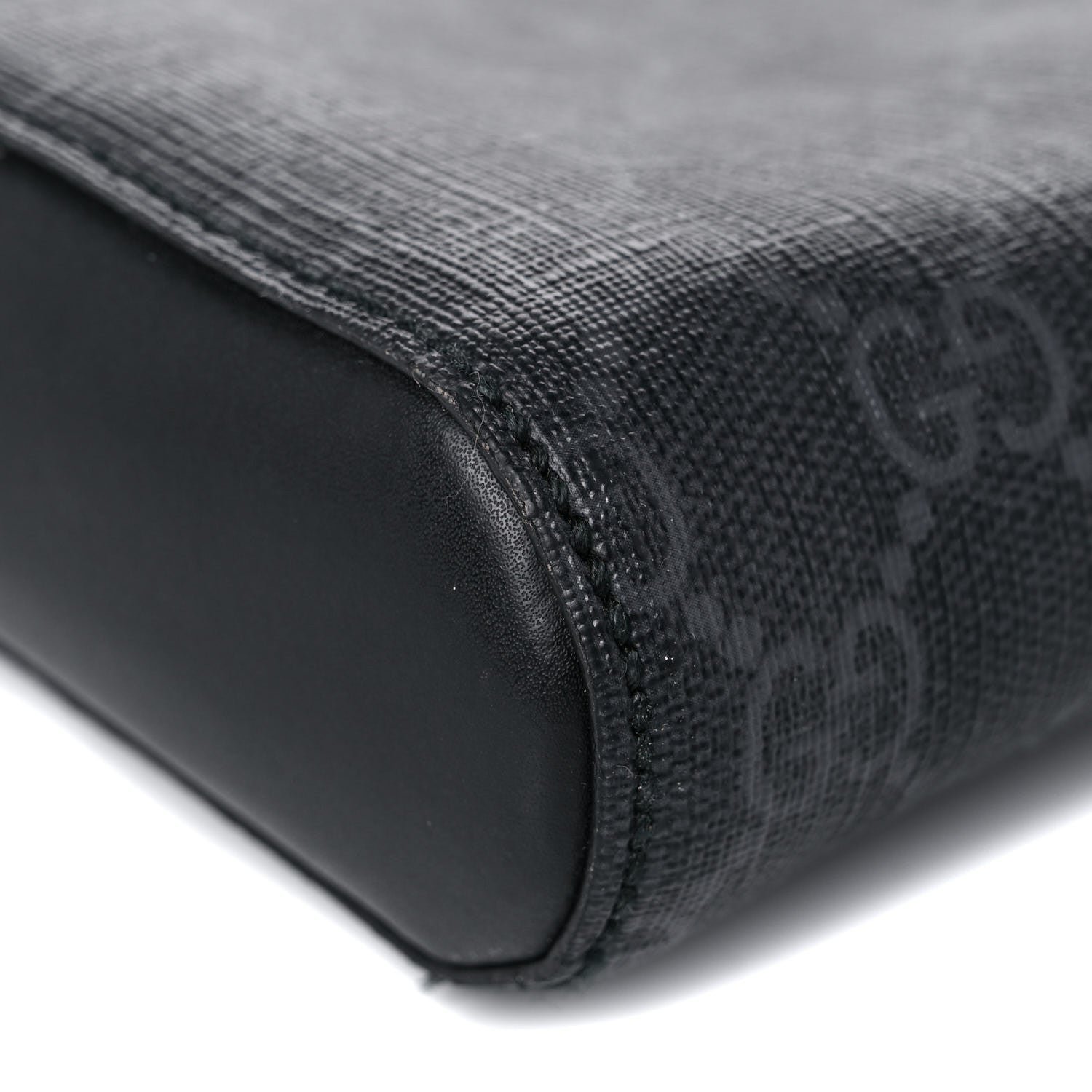 Gucci GG Supreme Monogram Appia Calfskin Web Flat Messenger Bag Black Grey 9 of 13