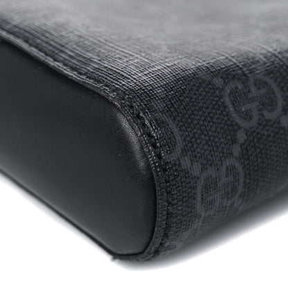 Gucci GG Supreme Monogram Appia Calfskin Web Flat Messenger Bag Black Grey 9 of 13