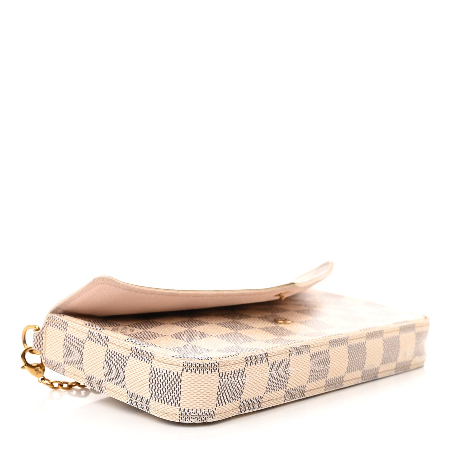 Damier Azur Pochette Felicie Chain Wallet Rose Ballerine