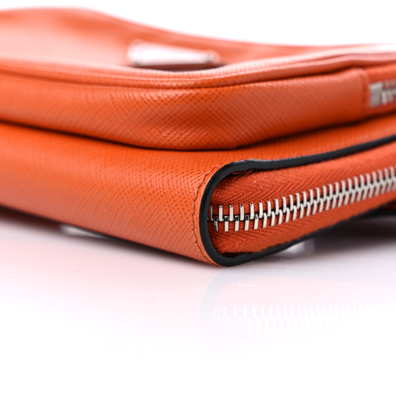 Prada Saffiano Travel Double Zip Crossbody Belt Bag Papaya 8 of 8