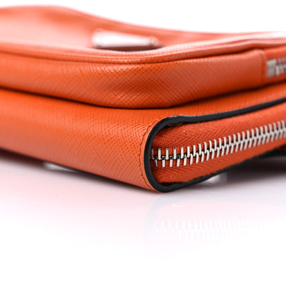 Prada Saffiano Travel Double Zip Crossbody Belt Bag Papaya 8 of 8