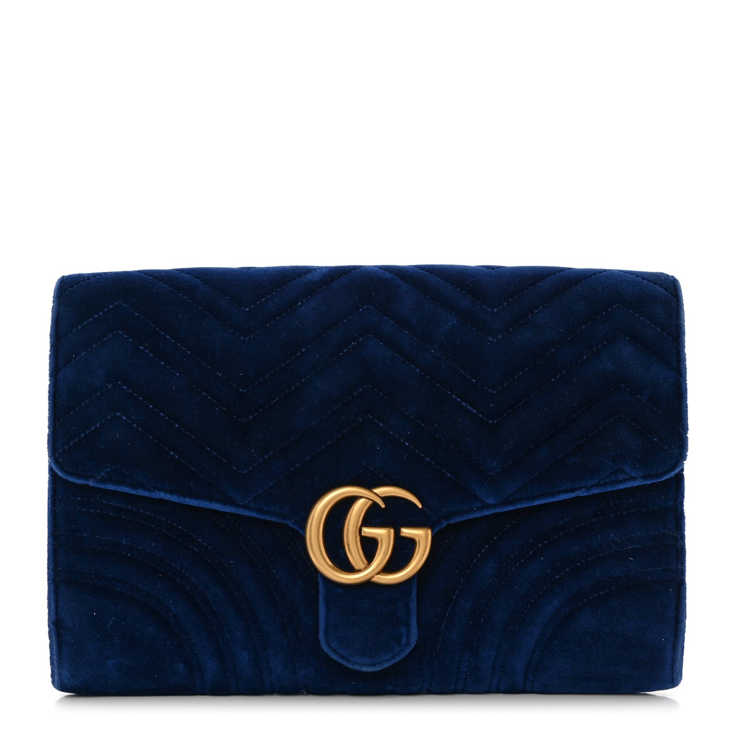 Velvet Matelasse GG Marmont Clutch Cobalt Blue