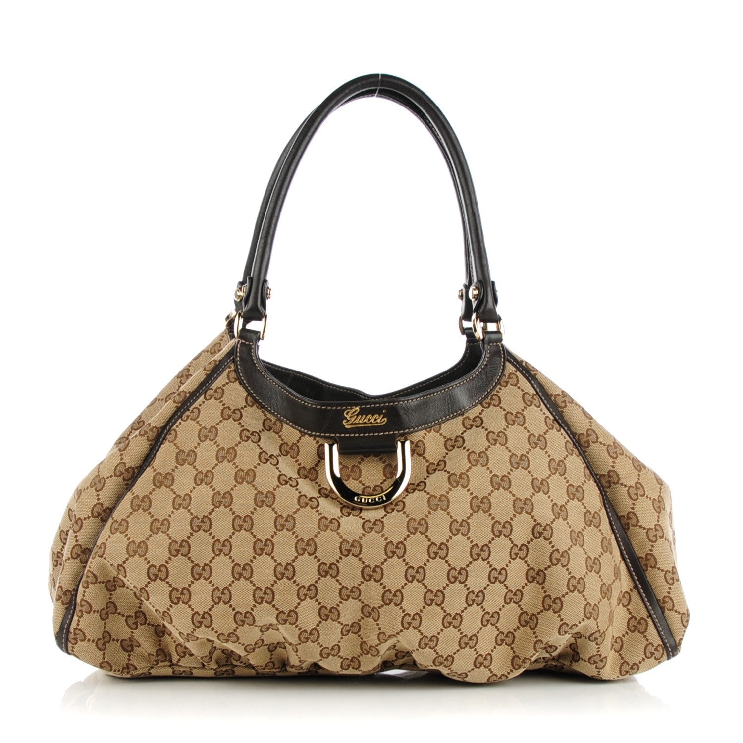 Gucci Monogram Large D Gold Hobo Dark Brown 1 of 8