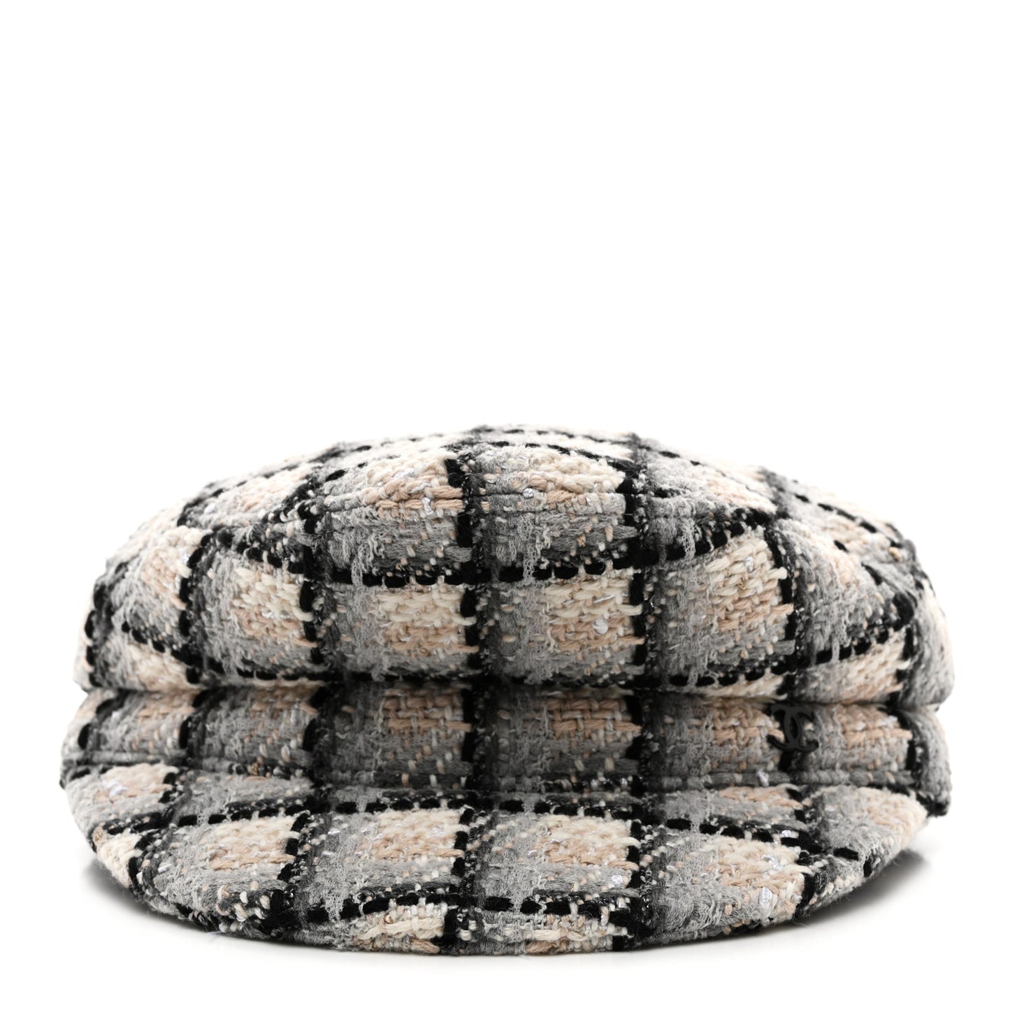 Cotton Tweed CC Beret S White Black Multicolor