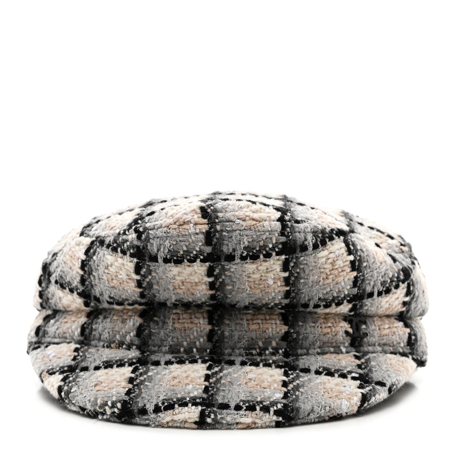 Chanel Cotton Tweed CC Beret S White Black Multicolor 3 of 8