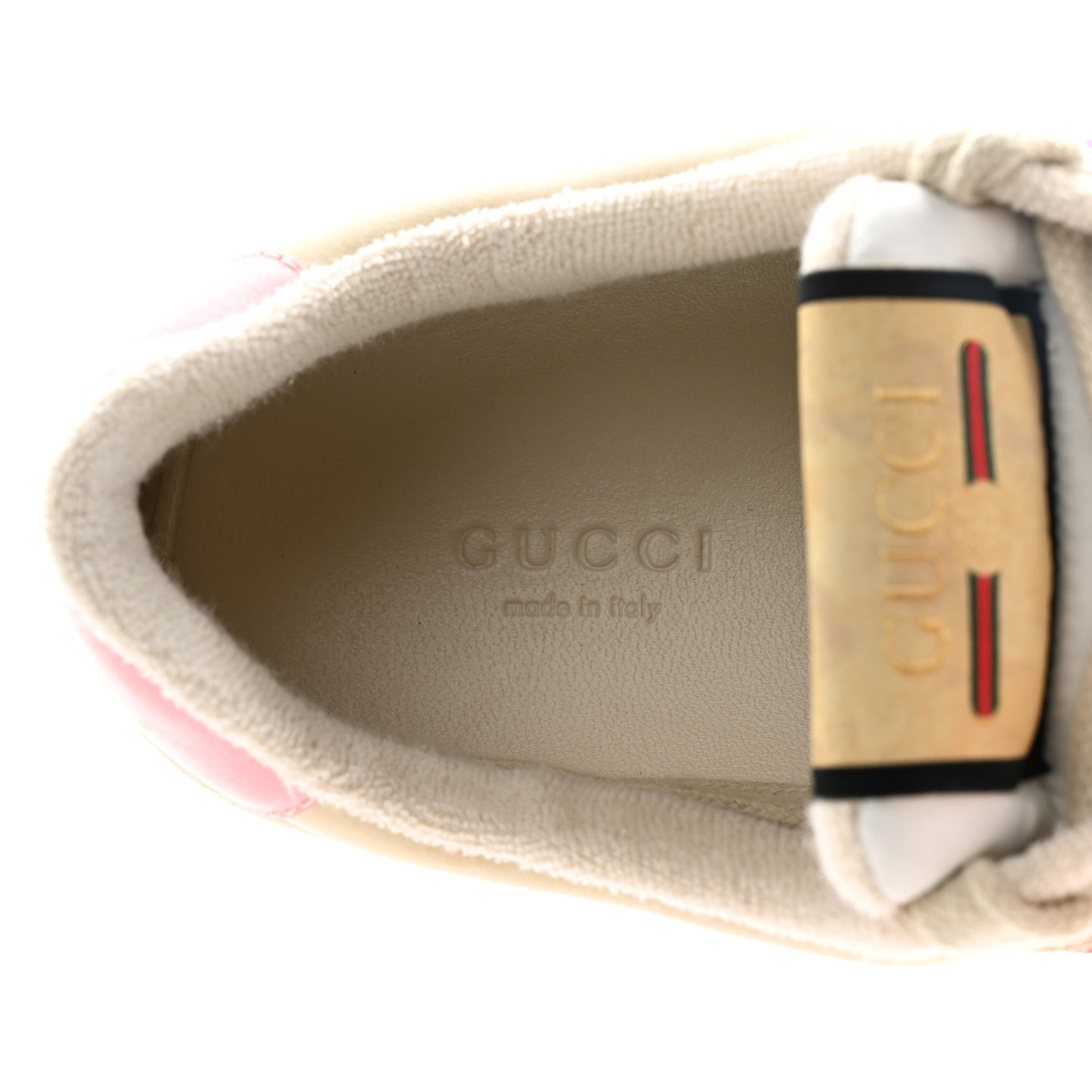 New GG Monogram Nubuck Web Crystal Embellished Womens Screener Sneakers 37 Camel Ebony Wild Rose