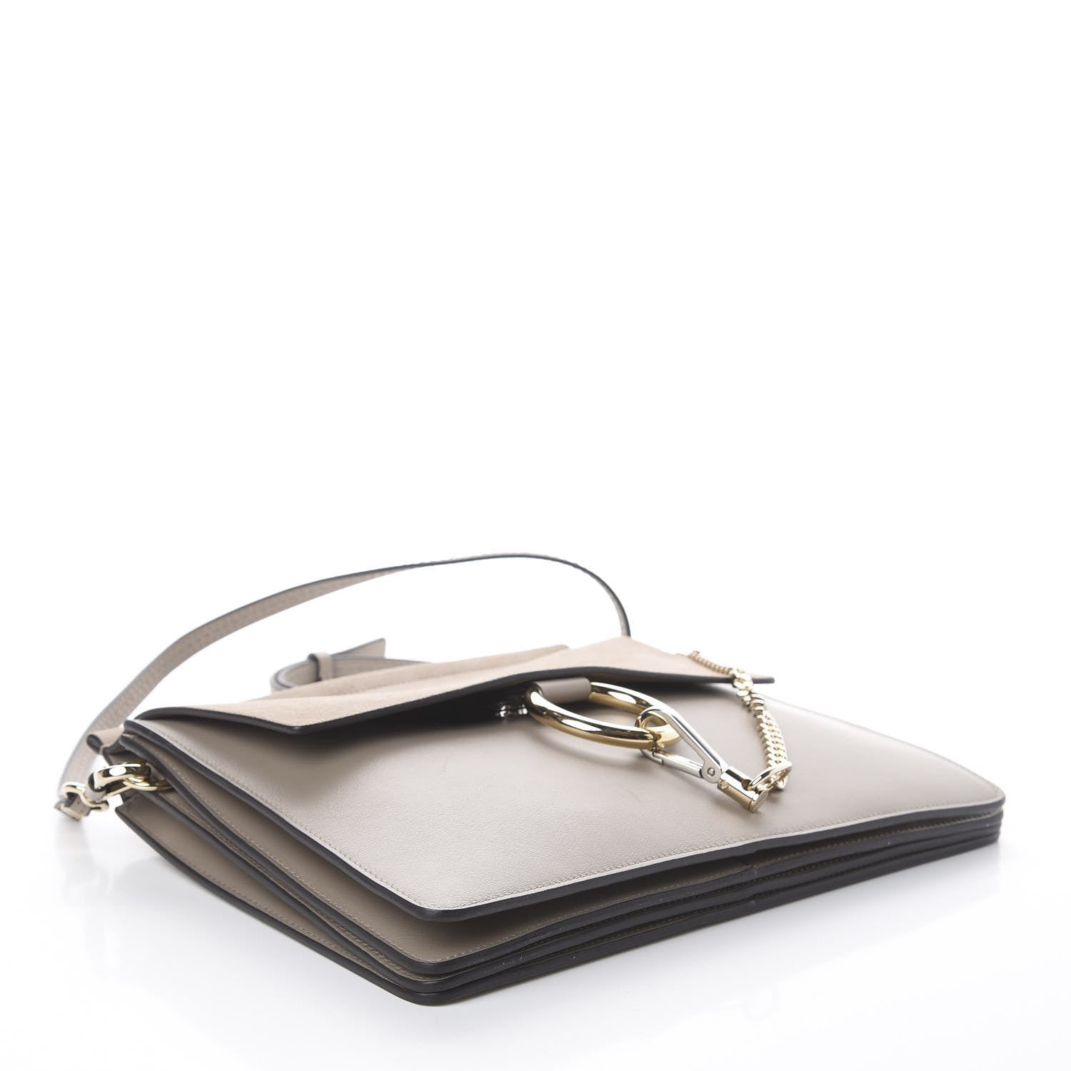 Chloe Calfskin Suede Medium Faye Shoulder Bag Motty Grey 3 of 8