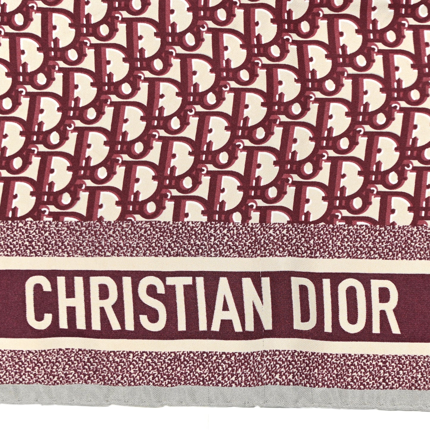 Silk Oblique Diortwin Square Scarf 90 Burgundy Navy Blue