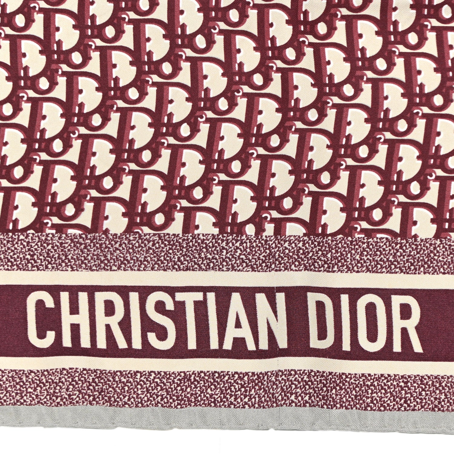 Christian Dior Silk Oblique Diortwin Square Scarf 90 Burgundy Navy Blue 2 of 9