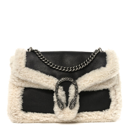 Gucci Sakai Be Green Calfskin Shearling Small Dionysus Shoulder Bag Black 1 of 9