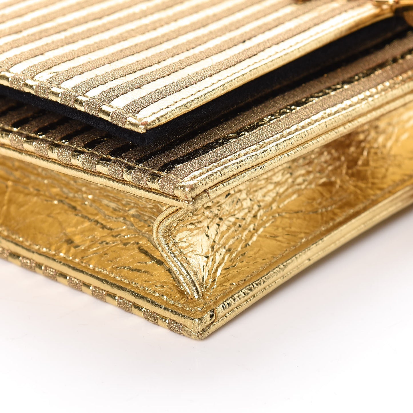 Metallic Goatskin Lambskin Classic Monogram Kate Tassel Chain Wallet Gold