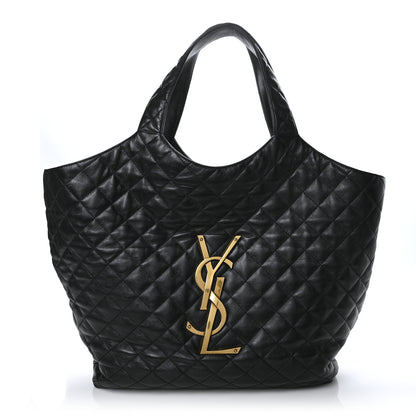 Saint Laurent Lambskin Quilted Maxi Icare Shopping Tote Black 1 of 8