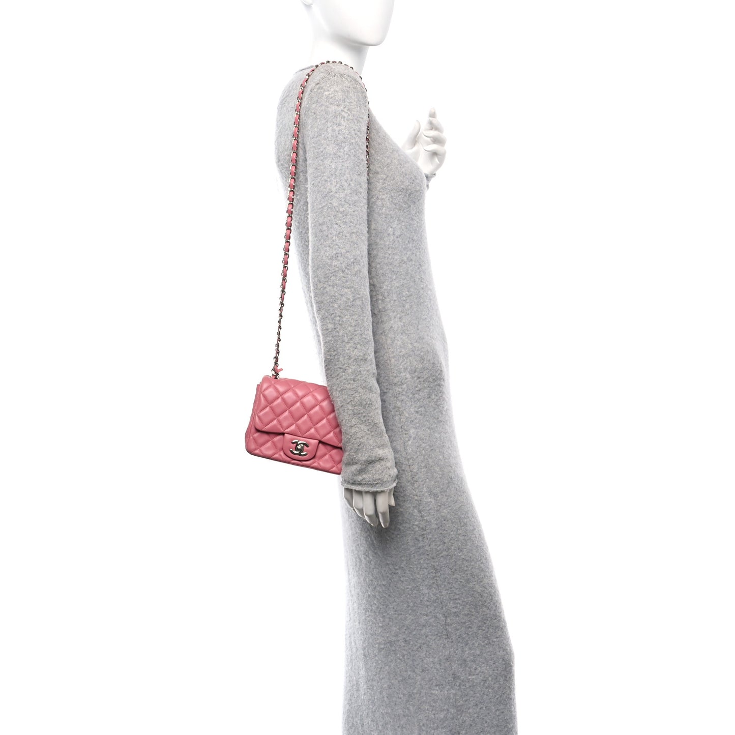Lambskin Quilted Mini Square Flap Pink