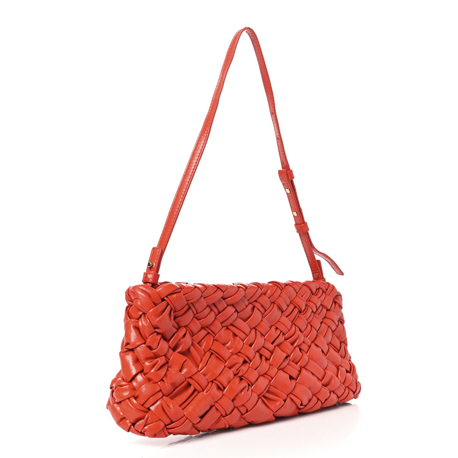 Bottega Veneta Calfskin Intrecciato Kalimero Cha-Cha Clutch Red 3 of 9
