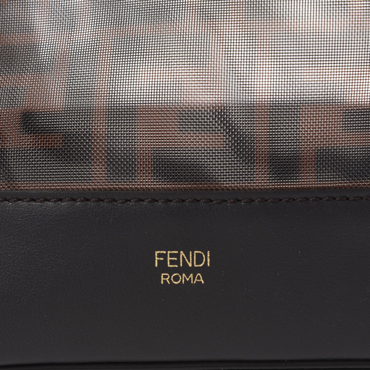 Mesh Vitello Grace F is Fendi FF 1974 Grande Mon Tresor Bucket Bag Marrone Black Ebano