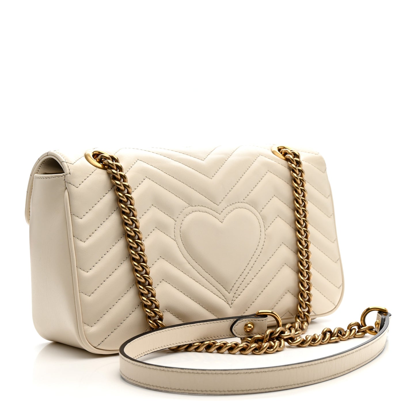 Calfskin Matelasse Small GG Marmont Shoulder Bag White