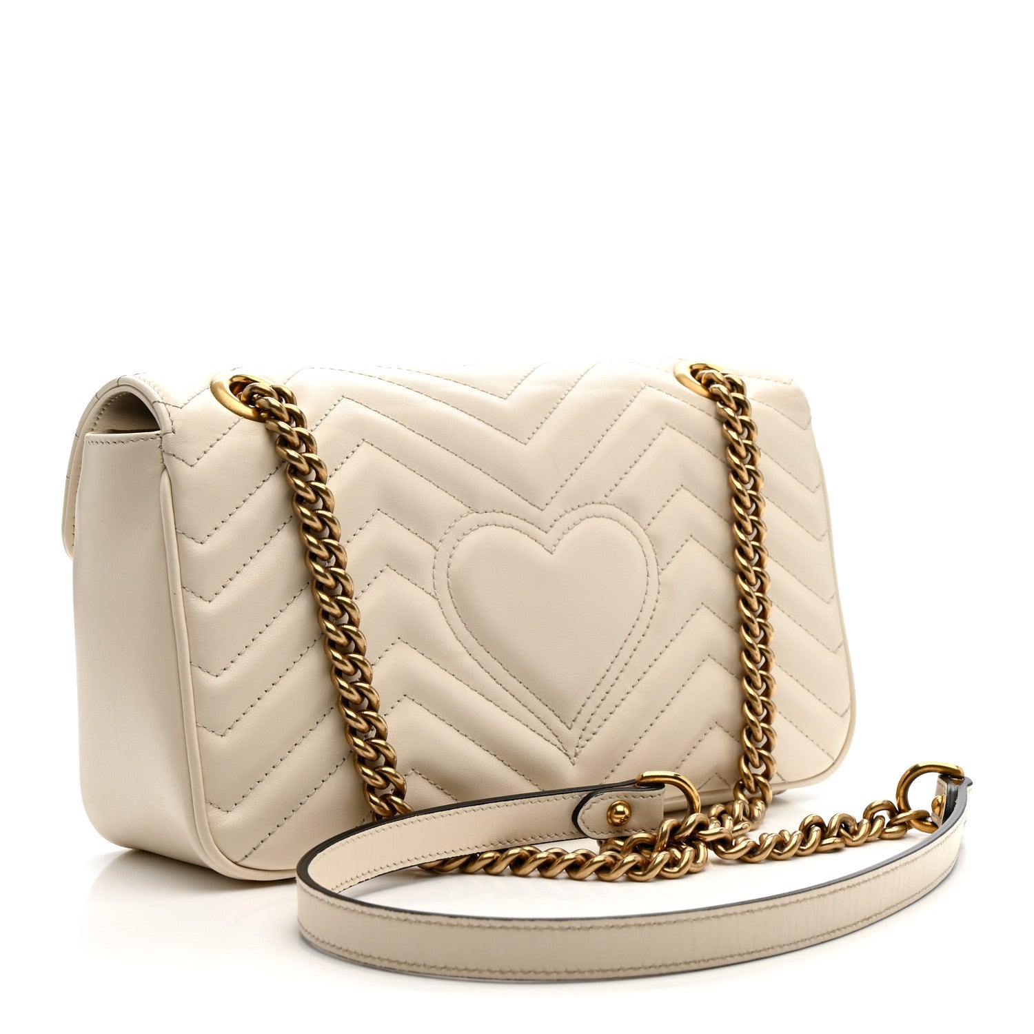 Gucci Calfskin Matelasse Small GG Marmont Shoulder Bag White 3 of 13