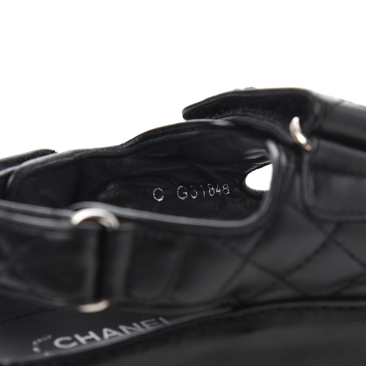 Chanel Lambskin Velcro Dad Sandals 36.5 Black 8 of 15