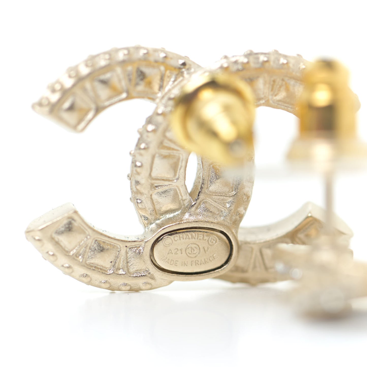 Crystal Timeless CC Earrings Light Gold