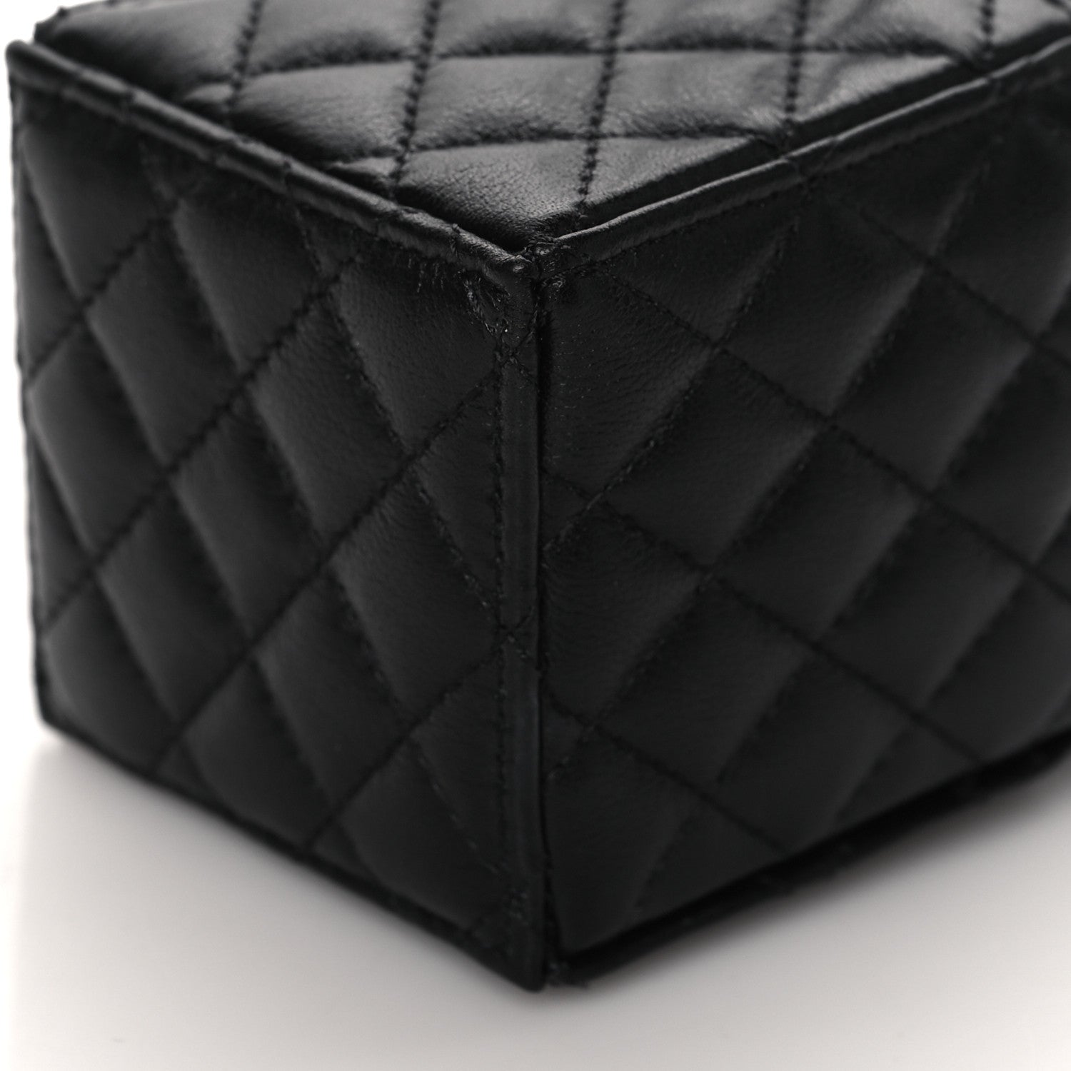 Chanel Calfskin Quilted Mini Drawstring Bucket Bag Black 10 of 11