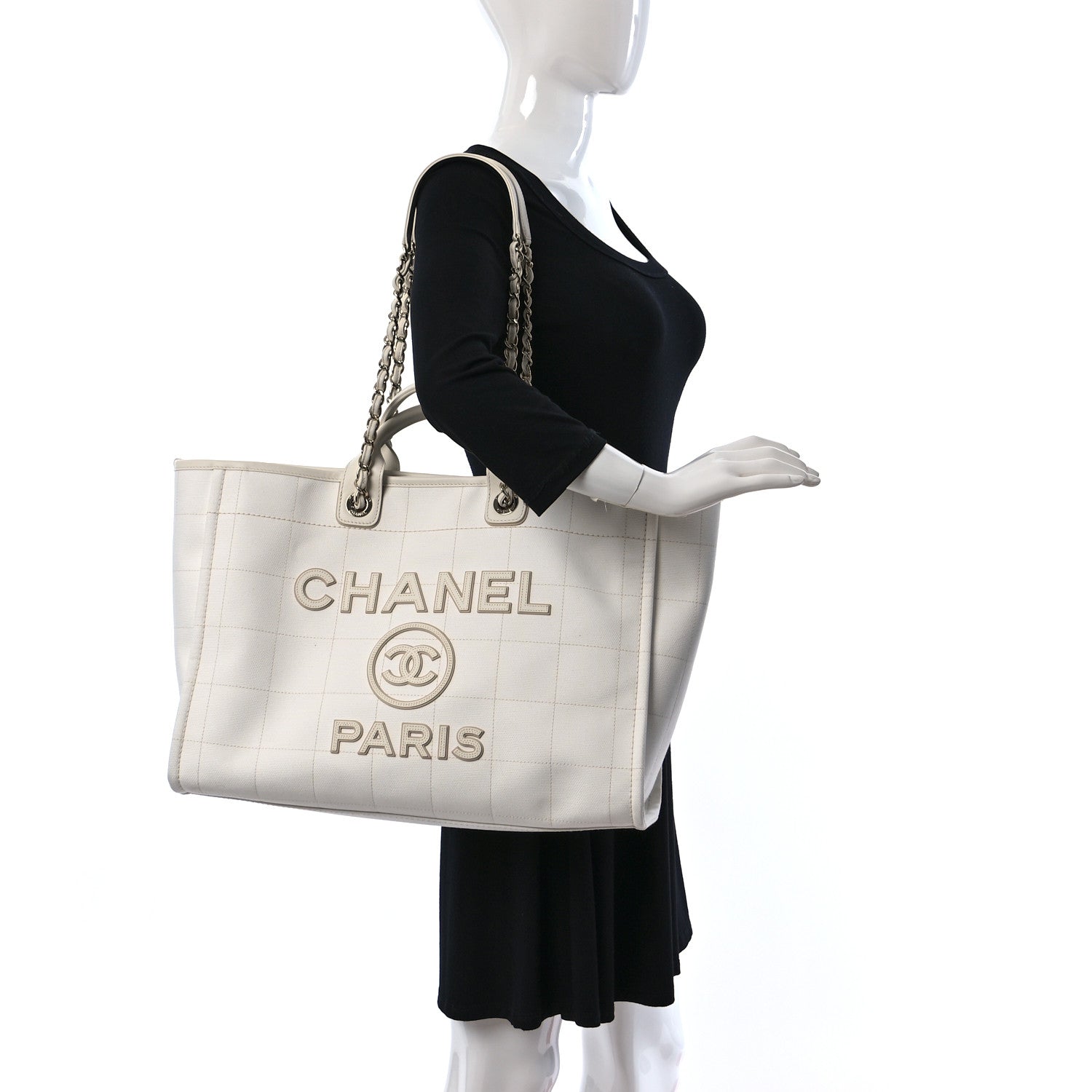 Chanel Cotton Large Deauville Tote White 2 of 13