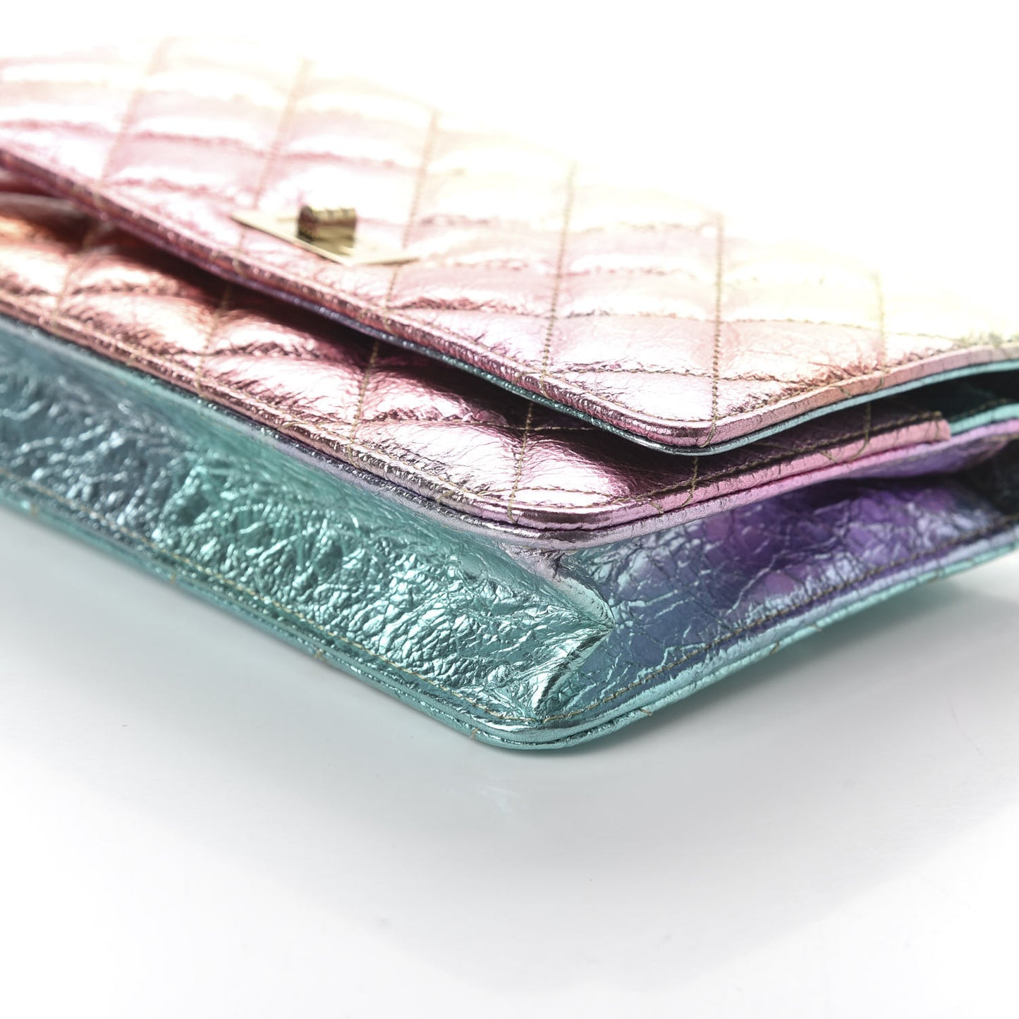 Metallic Goatskin Quilted 2.55 Reissue Wallet on Chain WOC Multicolor