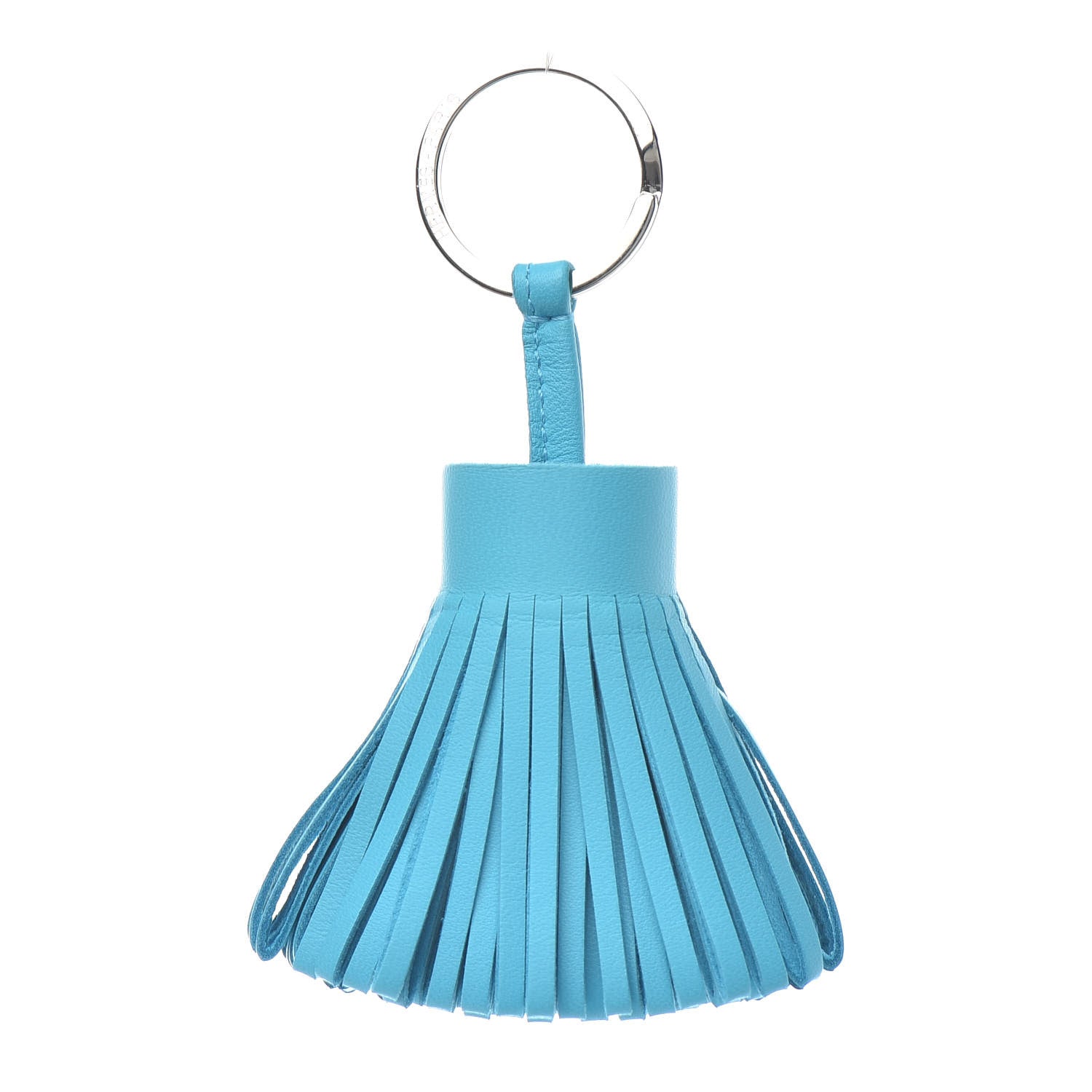 Hermes Lambskin Carmen Tassel Key Holder Bleu Azteque 1 of 3
