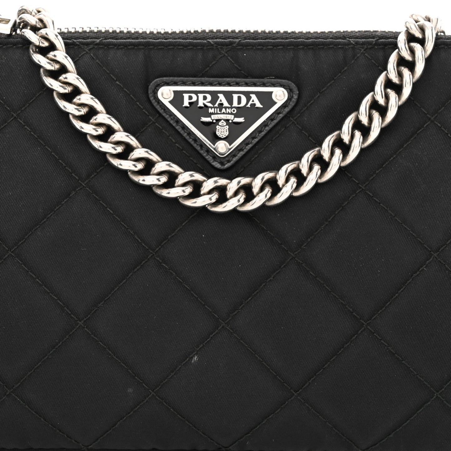 Nylon Tessuto Impuntu Quilted Crossbody Bag Black