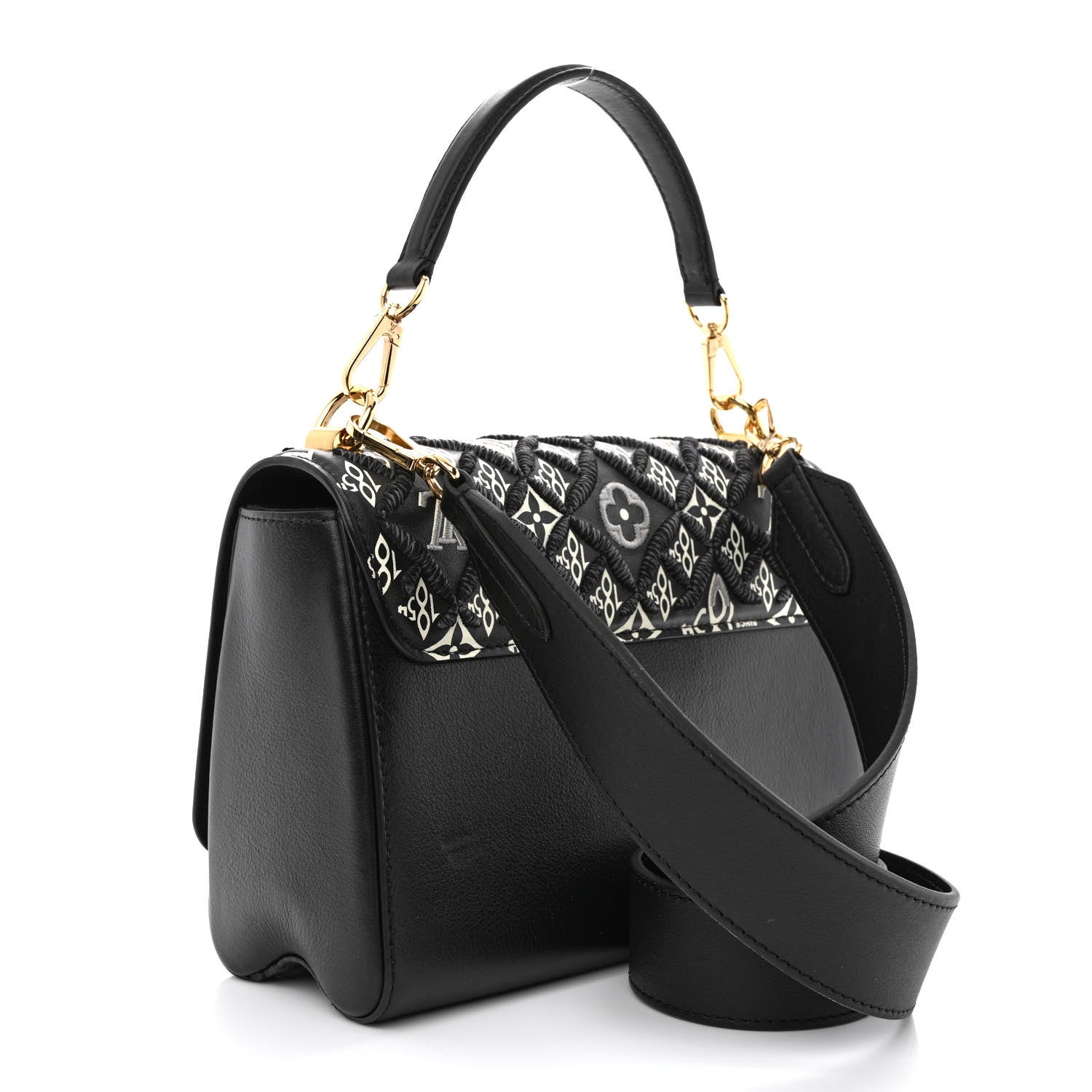 Louis Vuitton Calfskin Since 1854 Embroidered Twist MM Black 4 of 12