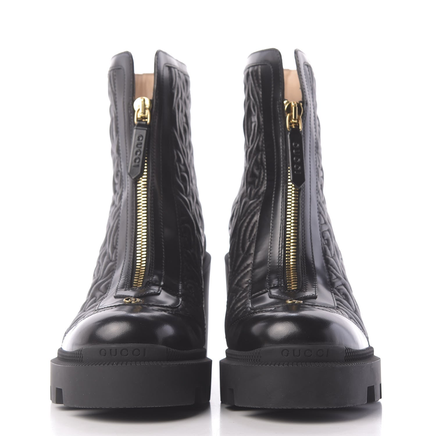Gucci Calfskin Nappa Rhombus Quilted Trip Ankle Boots 36.5 Black 2 of 12