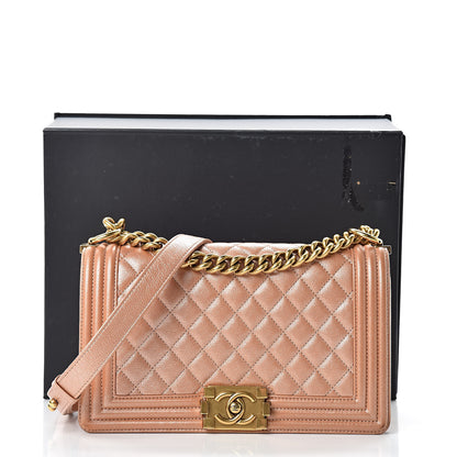 Chanel Metallic Calfskin Quilted Medium Boy Flap Dark Gold 15 of 15