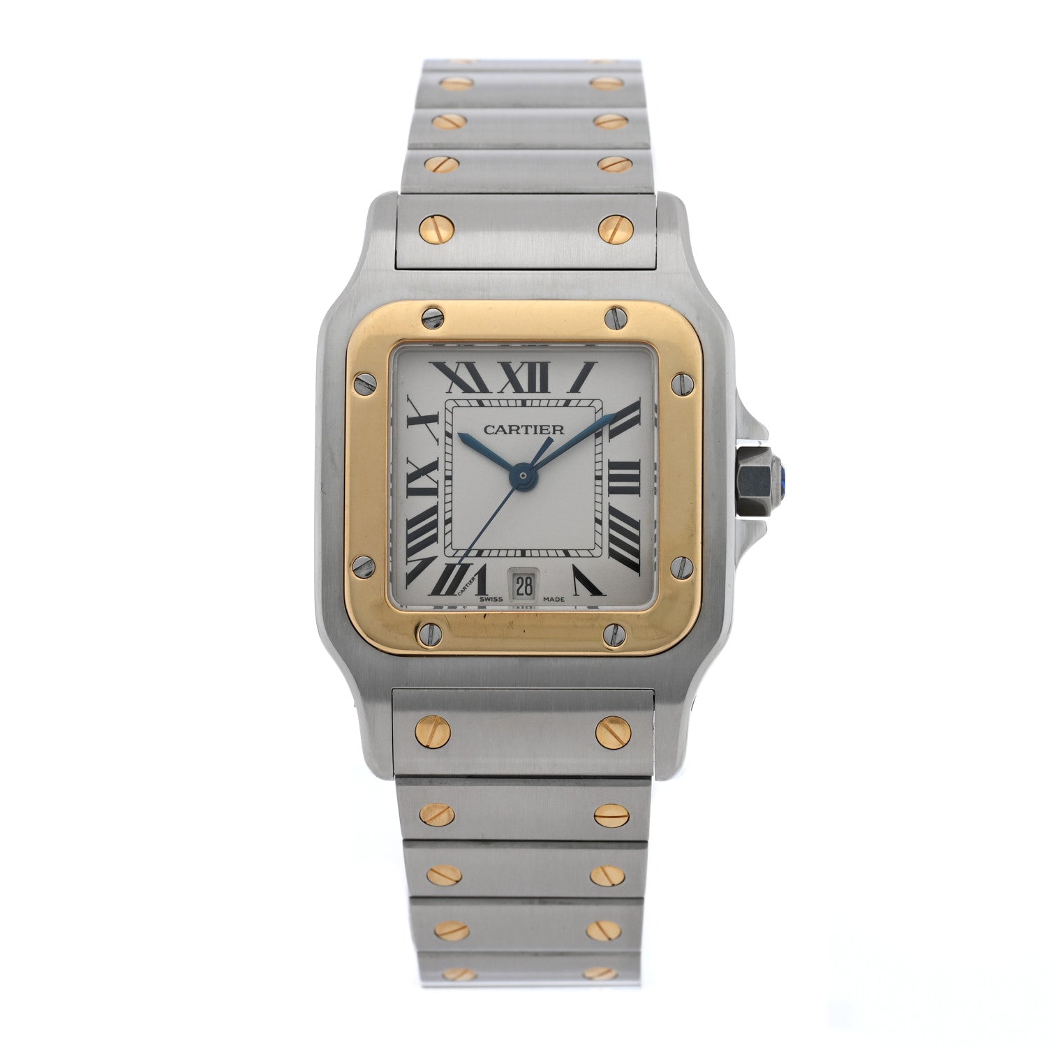 Cartier Stainless Steel 18K Yellow Gold 29mm Santos De Cartier Galbee Quartz Watch 1 of 4