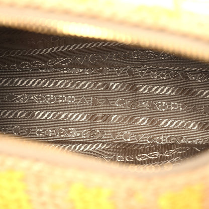 Prada Yarn Raffia Effect Crochet Striped Re-Edition 2005 Shoulder Bag Naturale Giallo 5 of 11