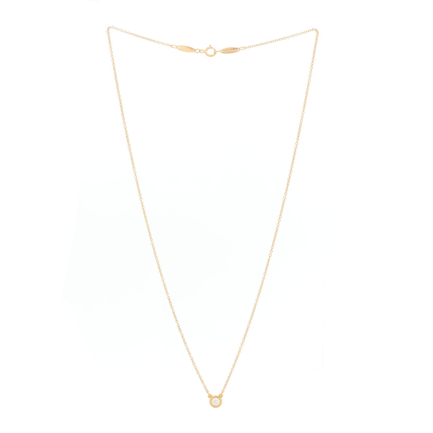 18K Rose Gold Diamond .14ct Elsa Peretti Diamonds by the Yard Pendant Necklace