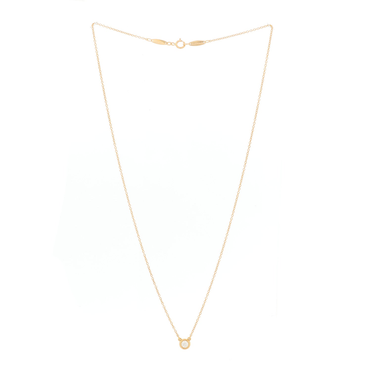 Tiffany 18K Rose Gold Diamond .14ct Elsa Peretti Diamonds by the Yard Pendant Necklace 3 of 5